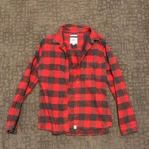 AEO Gray and Red Flannel